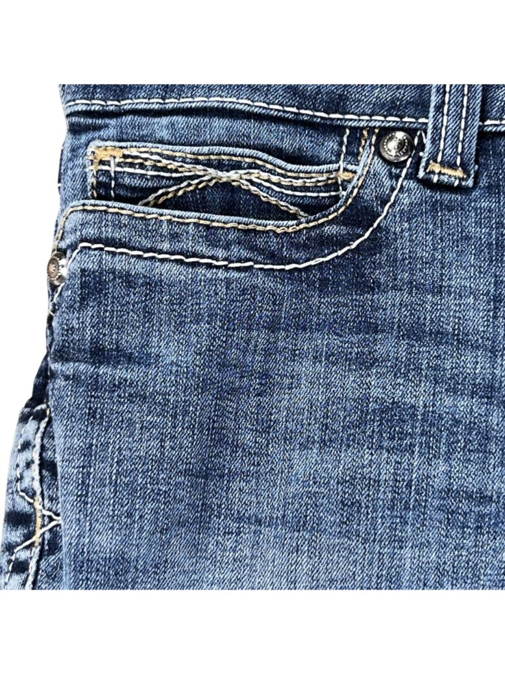 Ariat Womens Mid Rise Bootcut Jeans 27R Denim Stitch Embroidered Pocket Cowgirl - Picture 15 of 16